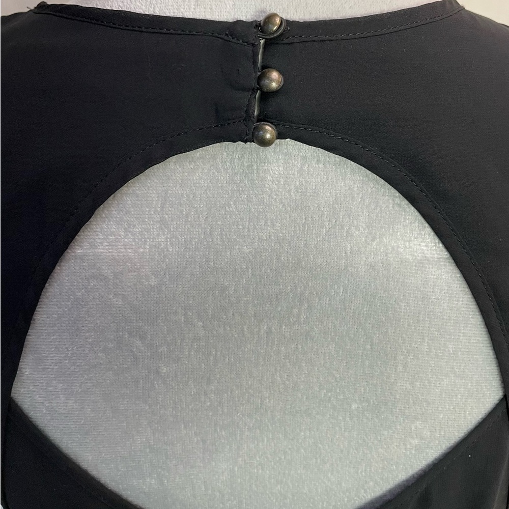 #0156 The Limited Black Sheer Overlay Open Back High-Low Dress-4 - Picture 8 of 12